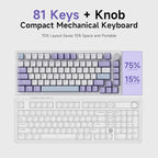 Ajazz AK820 75% Wired Gasket Mechanical Gaming Keyboard with Volume Knob - South Facing LED - Poron Foam - PBT Keycaps - Programmable RGB Hot Swap Keyboard