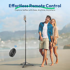 ULANZI TT88 Magnetic Tripod for iPhone, 57" Extendable Selfie Stick with Remote, 2-in-1 Phone Clip & Dual Cold Shoe Mounts - Lightweight Phone Tripod Stand for Vlogging, Travel, Video Recording, Black