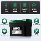 TYKOOL YTX12-BS STD LiFePO4 Lithium Motorcycle Battery,280CCA,2X Cranking Amps,Digital Readout,Compitable for BMW F850GS,Kawasaki Vulcan 900, BRP (Can-AM) DS250 ATV,Piaggio Vespa 300cc Scooter