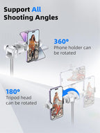 Kaiess 62" Phone Tripod & Selfie Stick, Extendable Photography Light Stand with Wireless Remote, Solidest, Portable, Lightweight, Compatible with iPhone/Android Phone (White)