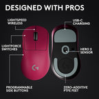 Logitech G PRO X Superlight 2 Wireless Gaming Mouse, 60g Pro-Grade with 5 Programmable Buttons, 44k DPI Sensor, 8kHz Report Rate, USB-C Charging for PC/Mac - Magenta
