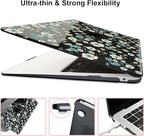 for MacBook Air 13 inch Case 2021 2020 2019 2018 Release M1 A2337 A2179 A1932, Pritned Pattern Plastic Hard Case Cover for MacBook Air 13 M1 with Retina Display Touch ID, Small Green Flowers