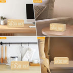 MOSITO Digital Wooden Alarm Clock with Wireless Charging, 0-100% Dimmer, Dual Alarm, Weekday/Weekend Mode, Snooze, Wood LED Clocks for Bedroom, Bedside, Desk, Kids (Bamboo)
