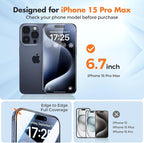 UNBREAKcable 3-Pack Screen Protector for iPhone 15 Pro Max, Double Shatterproof Tempered Glass [Easy Installation Frame] [HD Clear] [9H Hardness] [Full Coverage] for iPhone 6.7 inch