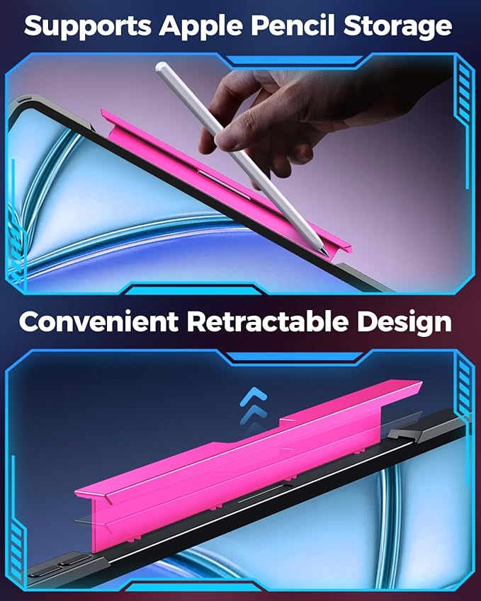 SIEBITU Clear Wireless Keyboard Case for iPad Air 11-inch (M3 2025/M2 2024) & iPad Pro 11-inch 4th 3rd 2nd 1st Gen, 7-Color Backlit with Multi-Touch Trackpad for 10.9" iPad Air 4th/5th Gen, Pink