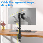 H&C(hcck&Cllassp) Single Monitor Stand for 13-27" Monitors up to 17.6lbs, Adjustable Heights and Angles Monitor Arm, Desk Mount Stand with C-Clamp, VESA 75x75mm or 100x100mm, Black