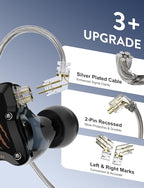 in Ear Monitors Headphones, HiFi Wired Earbuds with Noise Isolating, Type-C with Microphone Earphone, IEM Headset with Detachable Recessed 2Pin Cable for Gaming, Musicians, Singer