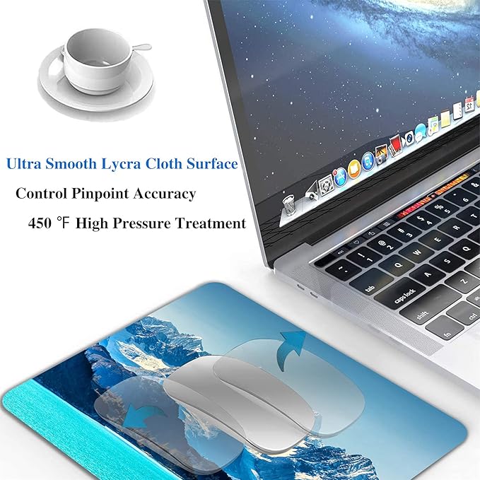 Snow Mountain Mouse Pad, Scenic Lake Mousepad for Design, Anti-Slip Rubber Base Wireless Mouse Pads for Laptop
