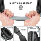 ZIHNIC Bluetooth Headphones Over-Ear, Foldable Wireless and Wired Stereo Headset Micro SD/TF, FM for Cell Phone,PC,Soft Earmuffs &Light Weight for Prolonged Wearing(Black/Gray)