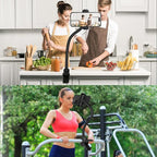 Gooseneck Phone Holder Jaws Flex Clamp Clip Mount,11.8" Long Gooseneck Arm Aluminum Alloy Ball Head Mount for Desk/Table/Pole/Board,Compatible with 3.5~7.5" iPhone/HTC/LG/Nexus/Smartphones-1 Pack