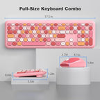 KNOWSQT Wireless Keyboard and Mouse Combo, Pale Pink Full-Sized 2.4G Silent Keycap Colorful Keyboards, USB Dongle Plug Play, for Laptop, Windows, PC, Computer, Desktop