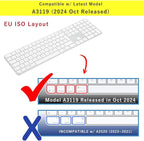 Keyboard Cover for 2024 M4 iMac Magic Keyboard (Europe Layout, 7 Shape Enter Key)(Model A3119, Touch ID, with Numeric Key) - Ultra Thin, Protective and Clear Keyboard Cover Protector Skin