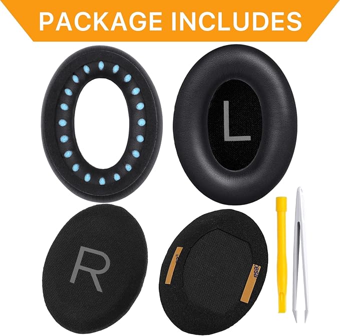 Replacement Ear Pads for Bose QuietComfort 45 (QC45)/QuietComfort SE (QC SE)/New QuietComfort Wireless Over Ear Headphones, Earpads Cushions with Softer Leather and Thicker Memory Foam