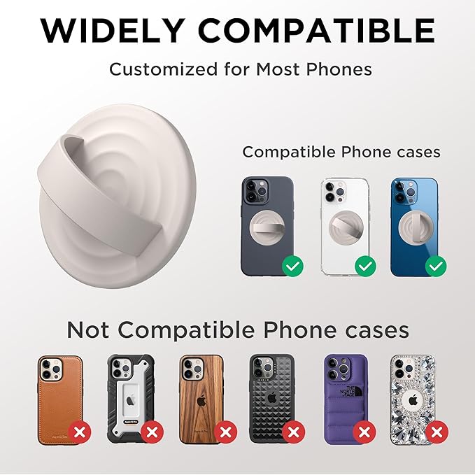 Magnetic Phone Ring Grip Holder, Silicone Finger Loop Grip, Compatible with MasSafe, Back of Phone for iPhone Pro Max/Plus/16/15/15/14/13/12 Series, Stone