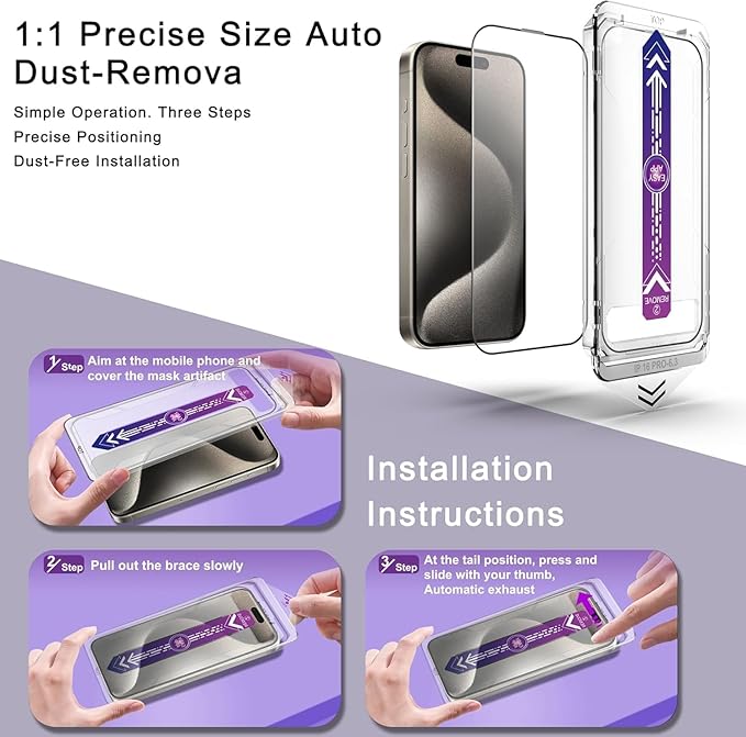 Screen Protector for iPhone 17 Pro Max 6.9-Inch, 2 Pack, 9H Tempered Glass, HD Clear, Full Cover, Anti-Fingerprint, Easy Installation