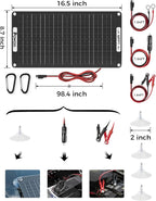 POWOXI 15W Solar Battery Charger: 12V Solar Car Battery Trickle Maintainer - with MPPT Controller Parameter Adjustable - for RV Boat Marine Motorcycle Trailer Truck Tractor - Solar Panel Kit