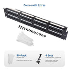 [UL Listed] Cable Matters 48 Port Patch Panel Rackmount or Wall Mount 19-Inch with Support Bar, 2U Cat6 Network Patch Panel for 10 Gigabit Ethernet, 110 or Krone Impact Tools Compatible