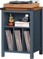 Record Player Stand with Vinyl Record Storage Holds up to 160 Albums,Large Wood Record Player Table，Blue Turntable Stand Cabinet Dispaly Shelf for Living Room,Bedroom,Office