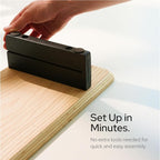 KIVY Dual Monitor Riser With Integrated Metal Shelf [MADE BY HAND] - Wooden Desk Shelf for 2 Monitors - Wide Long Stand for Desk (44 x10x3in - Oak)
