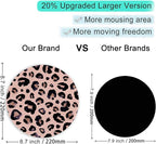 ITNRSIIET Round Mouse Pad with Stitched Edge Premium-Textured Waterproof Non-Slip Rubber Base Desktop Protection Mat Diameter 8.7 inches, Leopard Black Purple