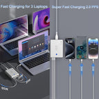 240W Fast Charging Blocks, 8-Port Charging Station for iPhone/Ipad/MacBook, 6C2A PD GaN Charger Box, USB Tower Hub 5ft Braided Power Cord with On/Off Switch, Flat Plug, Travel Essentials
