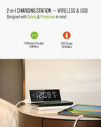 Soundfreaq Charge Rise II, SFQ-20: Digital Alarm Clock, with Dual Alarms, Fast USB Charger and Wireless Charger