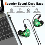 Vibes 202 Wired Earbuds - HiFi in Ear Monitor Headphones – Professional Noise-Isolating Ear Buds - Clear Sound, Deep Bass & Comfort-Fit IEM Earphones - MMCX to 3.5mm, Silver Plated Cord, Carrying Case