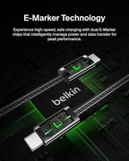 Belkin USB C to USB C Cable, 3.3ft, 240W - Type C Charger, iPhone Charger Cord, Soft, Braided, Flexible for iPhone 17, Galaxy S25, Pixel 10, MacBook, Chromebook, iPad Pro, Switch Steam Deck – Black