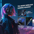 EKSA 2.4GHz Wireless Gaming Headset with Noise Canceling Microphone for PS5, PC, PS4 Bluetooth Gaming Headphones with USB & Type-C Connector, 52Hrs Battery PC Headset for Switch, Laptop, Mobile, Mac