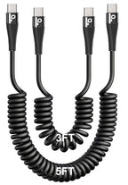USB C to C Cable for Car 3FT&5FT, 100W Coiled USB C Fast Charging Cable for iPhone 16 Short USB Type C Cable for iPhone 15/Pro/Plus/Pro Max/Samsung Galaxy S23, Compatible All Type C Devices-Black