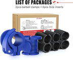 Barbell Clips 1 Inch Quick Release Weight Clamps 0.9-1.18inch Multi-Size Adjustable Olympic Clamps for Bars