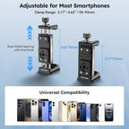 SIRUI Phone Mount for Tripod with Arca Base with 1/4"&3/8" Threaded Holes, Metal Tripod Cell Phone Clamp Holder with 2 Cold Shoes, Smartphone Adapter Compatible with iPhone, Galaxy, Pixel, AM-PH05