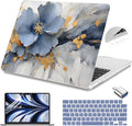 Teryeefi Compatible with A2681 A3113 A3240 MacBook Air 13.6 inch Case M2 M3 M4 Release 2022-2025,Protective Slim Cover + Keyboard Cover+OTG Adapter for 13.6 inch MacBook Air Liquid Retina, Art Florals
