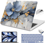 Teryeefi Compatible with A2681 A3113 A3240 MacBook Air 13.6 inch Case M2 M3 M4 Release 2022-2025,Protective Slim Cover + Keyboard Cover+OTG Adapter for 13.6 inch MacBook Air Liquid Retina, Art Florals