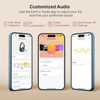 EarFun Tune Pro Active Noise Canceling Headphones, Wireless Bluetooth Headphones with 5 Mics, 120H Playtime, Bluetooth 5.4, Hi-Res Audio, Multipoint Connection, Custom EQ via App, Comfortable Fit