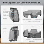 SmallRig Camera Cage Advanced Kit for Blackmagic Design Cinema 6K, Only for BMCC 6K, with Top Handle, Rotating Side Handle, SSD Bracket, Cable Clamp, Lens Mount Adapter, 15mm Rods and Baseplate - 4575