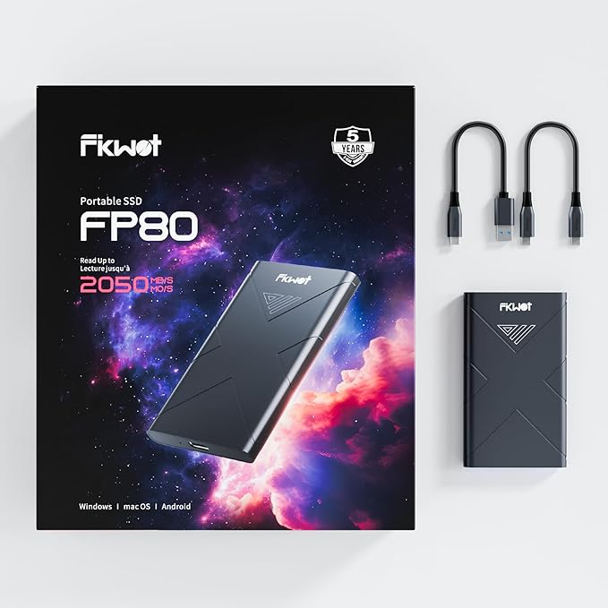 4TB External SSD, Portable SSD, Up to 2000MB/s, USB 3.2 Gen2x2 External Solid State Drives, Compatible with Smart TV, PS5/PS4(Pro), iPhone 15, Xbox, Mac & Windows and Other Devices(FP80)