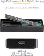 StarTech.com USB-C 10Gbps M.2 NVMe PCIe SSD Enclosure - Rugged Aluminum External M.2 PCIe M-Key Case IP67 Rated - 1GB/s Read/Write - Supports 2230/2242/2260/2280 - TB3 Compatible - Mac/PC, TAA
