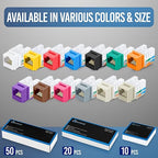 Everest 90° Angled RJ45 Cat6 Keystone Jacks 10-Pack in Pink - Slim Profile Female RJ45 Connectors - Cat 6 Keystone Jack - Compatible with 90° Angled Speed Termination Tool - easyJACK (B094WB91H3)