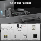 Phenyx Pro Dual UHF Wireless Microphone System，Auto-Scan Cordless Mic Set w/ 2x100 Frequencies, 2 Bodypacks & Headsets/Lapel Microphones for Speaking, Singing, Church, DJ (PTU-71-2B)