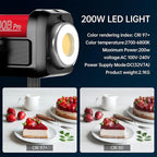 GVM LED Video Light Studio, 200W Studio Light Continuous Lighting Kit for Bluetooth Mesh Network/DMX Control, 45400lux/1m Photography Lighting Kit with Video Recording,12 Lighting Effects