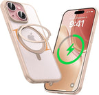MAGIC JOHN for iPhone 15 Case 360° Rotatable Magnetic Invisible Stand, Fit for MagSafe 15 Phone Case, 16FT Military Grade Shockproof for iPhone Case with Kickstand, Rose Gold