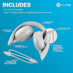 JLab Go Lux ANC Wireless Headphones, Cloud White, Hybrid Active Noise Cancelling, Premium On-Ear Bluetooth Headset, Customizable Sound, Be Aware Mode, Cloud Foam Comfort, Multipoint Connection