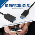 SABRENT 22AWG USB 3.0 Extension Cable A Male to A Female [Black] 3 Feet (CB-3030) (Pack of 3)