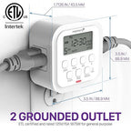 Fosmon 7 Day Digital Timers for Electrical Outlets, Indoor Plug-in Light Timers Switch Programmable, Electric Wall Plug for Lamp, Grow Reptile Lights, Aquarium, 15A/1875W, Grounded