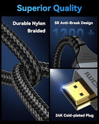 16K 8K HDMI Cable 96Gbps 10 FT, Ultra High Speed HDMI 2.2 Cable 16K@60Hz 8K@120Hz 4K@480Hz HDCP 2.2&2.3, Dynamic HDR, eARC,DTS:X, Compatible with Roku TV/HDTV/PS5/Blu-ray/Projector