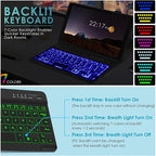 DETUOSI Backlit Keyboard Case for Samsung Galaxy Tab A7 Lite 8.7" 2021 (SM-T220/T227U) with S Pen Holder, 3 Viewing Angles Folio Leather Book Cover with Magnetic Closure + Wireless Keyboard Detachable