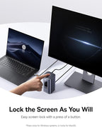 Baseus Laptop Docking Station, 11 in 1 Triple 4K Display HDMI/DP, 10Gbps USB A/C Fast Data, PD 100W, Ethernet, Audio, USB C Docking Station for Windows/Dell/HP/Lenovo/Asus/Acer/Mac (Include Charger)