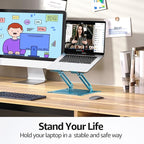 Urmust Laptop Notebook Stand Holder Adjustable Ultrabook Stand Riser Portable Compatible with MacBook Air Pro HP Dell XPS Lenovo All laptops 10-15.6"(Blue)