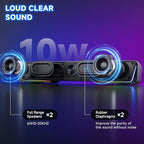 Jeecoo A40 Bluetooth Computer Speakers with Clear Sound, USB Plug & Play PC Speakers with LED Light, Computer Sound Bar with Switch Button for Desktop Laptop Monitor (USB-C Adapter Included)